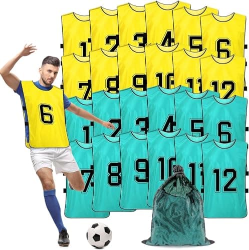Image of 24 Pcs Scrimmage Vest Soccer Pinnies Training Pennies Football Jerseys Youth Team Practice Vests Sports Bibs for Youth Adult Sports Basketball, Soccer, Football, Volleyball