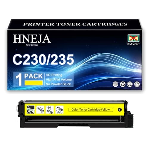 Image of C230 Toner Cartridge C235 Printer Toner Cartridges 006R04391 006R04392 006R04393 006R04394 Compatible Replacement (No Chip, High Yield) for Xerox C230 C235 Printers,Yellow-1Pack