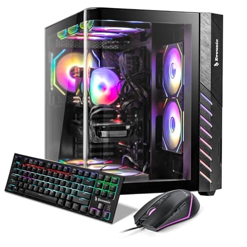 Image of Evounic Gaming PC Desktop – i5-11400 up to 4.4 GHz 12-Threads, RX-580 8 GB, 16GB DDR4 RAM, 1TB NVMe SSD, Wi-Fi 6 & Bluetooth 5.4, 9× ARGB Cooling Fans, Win11 Pro, 650W PSU, High-FPS 1080p Gaming Tower