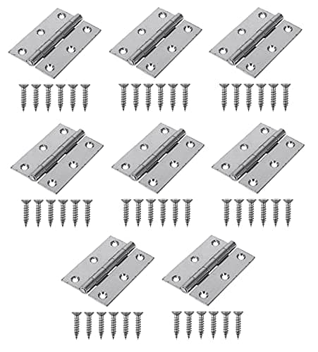 Image of TERF® 8 Pcs Zinc Plated Steel Butt Hinges 65mm Door Butt Hinges Folding 65mm [2.5 inch] Silver For Home Furniture Bathroom Cabinet Window Internal Doors Including Fixing Screw