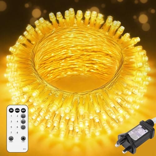 Image of 20M 200 LED Fairy Lights Plug In, Warm White String Lights with Remote, 8 Modes 3 Timers 4 Brightness, IP44 Waterproof Mains Powered Indoor Outdoor Christmas Fairy Lights for Bedroom Garden Decor