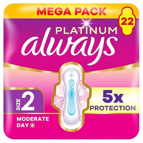 Image of Always Platinum Long (Size 2) Sanitary Towels with Wings 22 Pads
