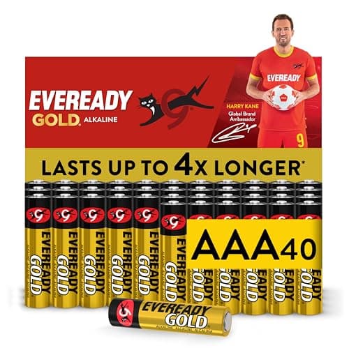 Image of Eveready Gold by Energizer - AAA Battery (40 Pack) - Bulk Triple A Batteries - 1.5V Alkaline - Reliable Power For Every Day Devices - 100% Recyclable Plastic Free Packaging - 10 Year Shelf Life