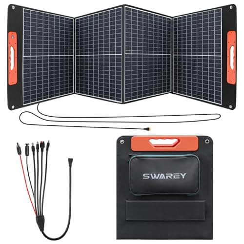 Image of SWAREY 100W Portable Solar Panel, Foldable Monocrystalline Solar Charger with 60W USB-C Fast Charging Ray Tracer for Power Station Phone Tablet Laptop Camping