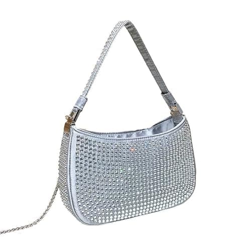 Image of SkyjOy Rhinestone Purses For Women Fashion Purses For Women Handbags Versatile Evening Clutch Bag Party Elegant Rhinestone Bag Rhinestone Crossbody Bag(Silver)