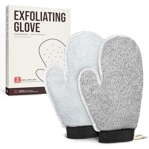 Image of ZOMCHI 2 Pack Deep Exfoliating Glove with Dual Texture, Massage Body Scrub Gloves for Home Spa, Exfoliating Mitt for Dead Skin Removal (Deep + Gentle)