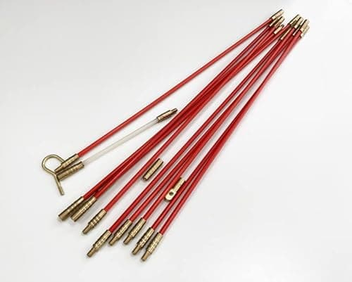 Image of Toolzone Cable Access Threading Kits - 3.3m - 330mm - Red Glass Fiber Reinforced Polyester Rods - 10 Sections - Polished - For Threading Cables & Wires Through Tight Spaces