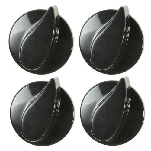 Image of Gas Control Knobs for Beko Ovens/Cookers - Black - Pack of 1, 2, 4 or 6 - Pack of 4