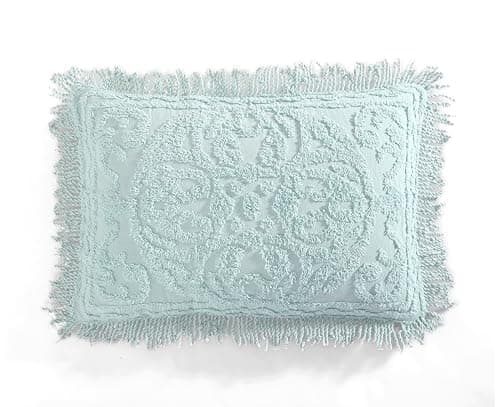 Image of Beatrice Home Fashions Medallion Chenille Bedspread, Standard Sham, Blue