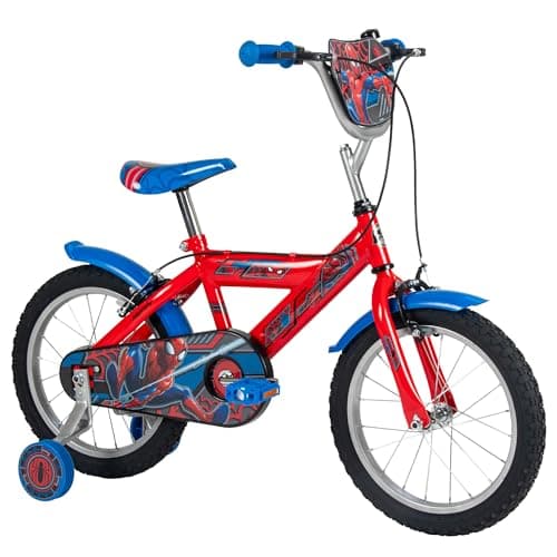 Image of Huffy Marvel Spider-man 16" Kid’s Bike, aged 5-9 years, Dual Calliper Brakes, Removable Stabilisers, Adjustable Seat, Red