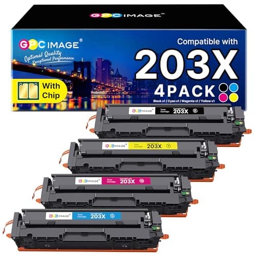 Image of GPC Image 203X Toner Cartridges Compatible for HP 203X 203A CF540X for HP Color Laserjet Pro MFP MFP M281fdw M254dw M254nw M281fdn M280nw M281cdw M254dn (Black Cyan Magenta Yellow, 4-Pack)