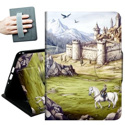 Image of Case for All-New Amazon Fire HD 10 & 10 Plus Tablet (13th/11th Generation, 2023/2021 Release),with Hand Straps and Auto Wake/Sleep Leather Multiple Angles Stand Smart Case,Castle and Horse