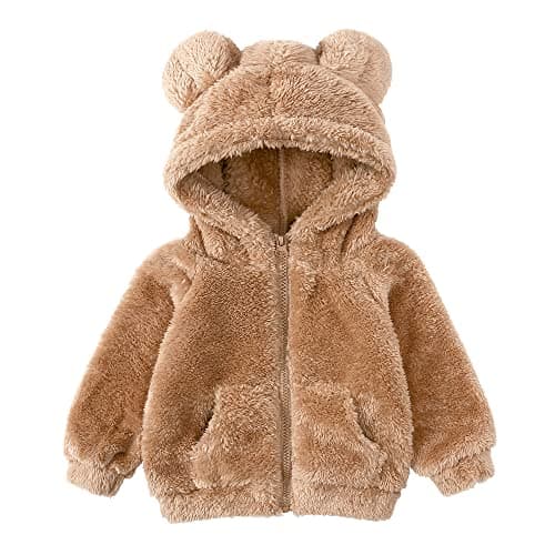 Image of Gajaous Newborn Infant Baby Boys Girls Cartoon Fleece Hooded Jacket Coat with Ears Warm Todder Kids Outwear Coat Zipper Up 0-6Y