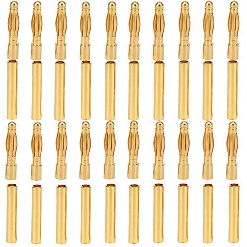 Image of 20 Pairs Gold-plated 2.0mm 2mm Banana Plug Bullet Male and Female Connector for RC Lipo Battery ESC Motors (20 Pairs 2.0MM)