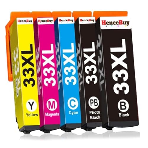 Image of HenceBuy 33XL Ink Cartridges Replacement for Epson 33 XL Printer Ink for Expression Premium XP-7100 XP-900 XP-830 XP-645 XP-640 XP-635 XP-630 XP-540 XP-530 XP7100 XP900 XP645 XP640 XP830 (5-Pack)