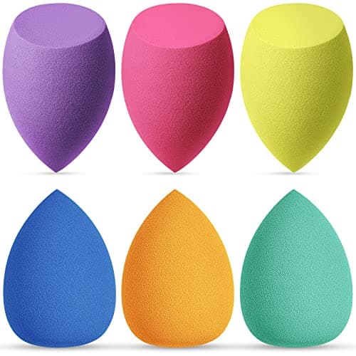 Image of AUAUY Makeup Sponges Set, 6Pcs Professional Beauty Sponge, Foundation Blending Beauty Sponge, Multi-colored Makeup Sponges, Dry & Wet Use for Cream, Liquid and Powder