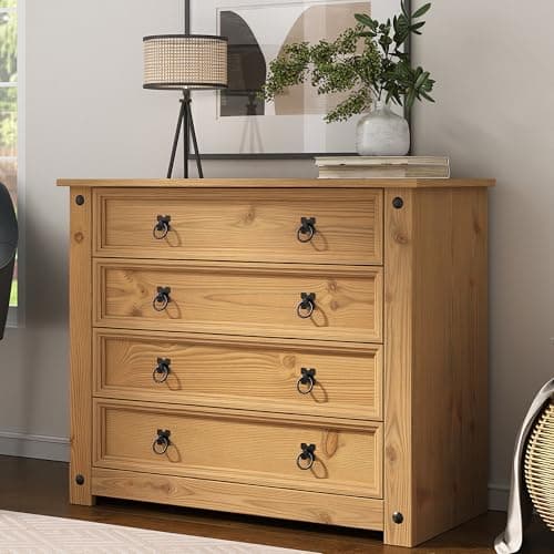 Image of Mews Corona Chest of Drawers 4 Drawer Mexican Solid Pine Waxed