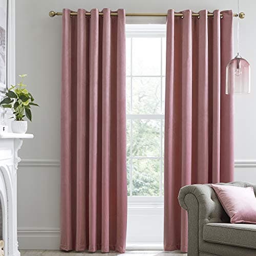 Image of Laurence Llewelyn-Bowen - Montrose - Blackout Velvet Pair of Eyelet Curtains - 66" Width x 72" Drop (168 x 183cm) in Linen