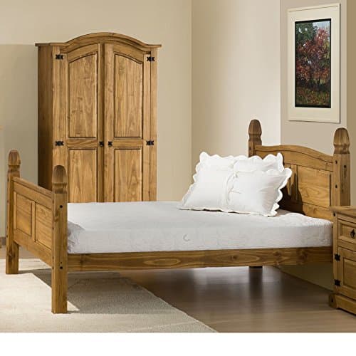 Image of happybeds Corona High Foot End Classic Styled Antique Pine Finished Wooden Bed Frame (5ft King Size - Frame Only)