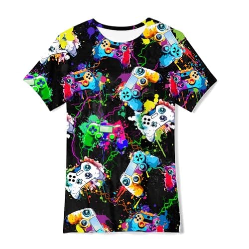 Image of Belovecol T Shirt for Boys Girls Cool Short Sleeve 3D Gamer T Shirt Kids Tee Shirts Boys T Shirts 6-8 Years
