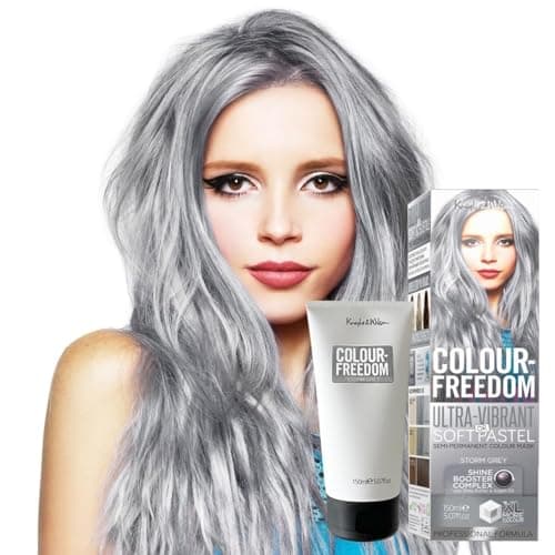 Image of Knight & Wilson Colour-Freedom Storm Grey Semi-Permanent Hair Colour - Ultra-Vibrant Vegan Friendly Colour Mask with Shine Booster Complex - Ammonia Free Colour Lasts Up To 6-10 Washes, 150 ml