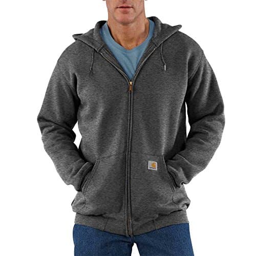 Image of Carhartt Mens Midweight Hooded Zip-Front Sweatshirt Solid Long Sleeves Shirt - Carbon Heather - S