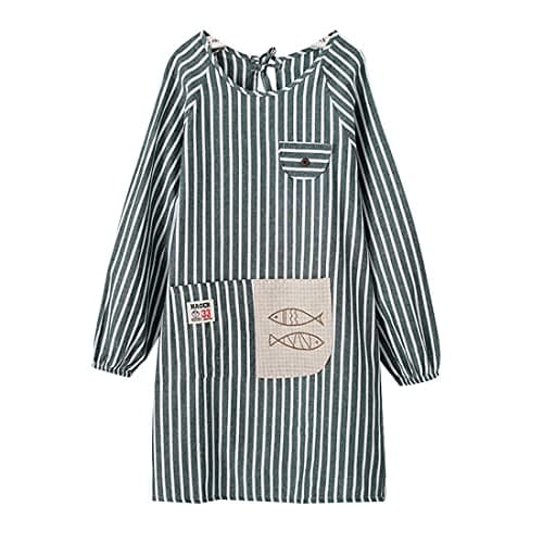 Image of Xlabor Apron with Sleeves Waterproof Anti-Oil Fabric Painting Apron with Pocket Green