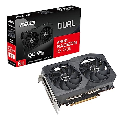 Image of ASUS Dual AMD Radeon RX 7600 V2 OC Edition 8GB GDDR6 Graphics Card (AMD RDNA 3, PCIe 4.0, 8GB GDDR6 memory, HDMI 2.1, DisplayPort 1.4a, Axial-tech fan design, 0dB technology)