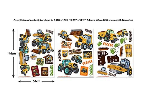 Image of Walltastic My 1st JCB Muddy Friends Wall Stickers, Vinyl, Multi-Colour, 37.5 x 4 x 18 cm WT44722