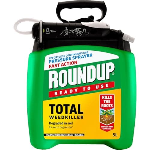 Image of Roundup Fast Action Weedkiller Pump 'N Go Spray – 5L Ready-to-Use Glyphosate Formula – Kills Weeds & Roots with Visible Results in 1-2 Days – Refillable Pressure Sprayer with Extendable Lance