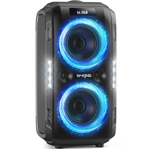 Image of W-KING 250W PEAK Bluetooth Speaker Party Large Loudest Boom box/Massive 125dB/12 Custom Bass, V5.3 Portable Speaker Wireless, Extra Bass/2*6.5'' Subwoofer/IPX5/MIC-GTR in/USB/TF/AUX, Removable Battery
