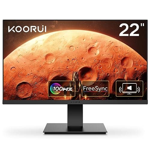 Image of KOORUI 22 Inch Computer Gaming Monitor, FHD 1080P Desktop Display with 2 Speakers, 100HZ Ultra Thin Bezel/Eye Care/Ergonomic Tilt, HDMI VGA Ports LED Monitor for PC, VESA Mounting