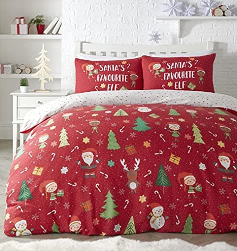 Image of Bedlam Elf & Santa-Easy Care Duvet Cover Set, Polycotton, Multicolour, 1 pc, Single