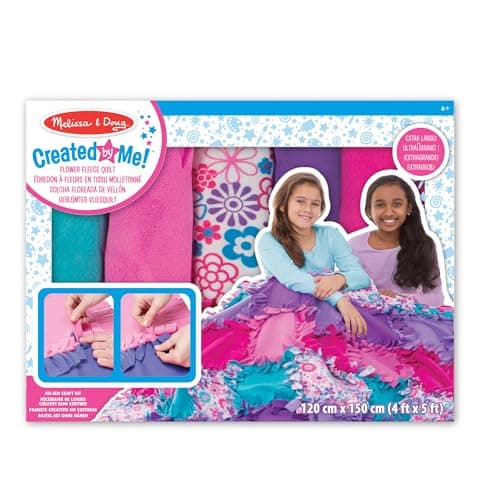 Image of Melissa & Doug Created by Me! Flower Fleece Quilt - The Original (No-Sew Fleece Quilt, Soft Material, 48 Pieces, 1.5m W × 1.2m L, Best for 6, 7, 8 Year Olds & Up)