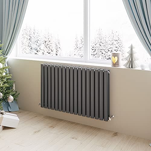 Image of Horizontal Radiator Oval Column Designer Central Heating Rad 600x1003mm Double Anthracite
