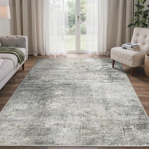 Image of BEIMO Washable Rugs Living Room 120x170cm, Abstract Area Rugs for Bedroom Soft Short Pile, Machine Washable Rug Non-Slip Large Rugs for Living Room, Dining Room, Grey Beige