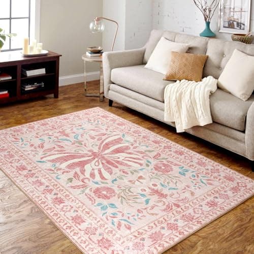 Image of TUKDAK Butterfly Rugs Living Room 120x180cm, Non-Slip Washable Area Rugs for Bedroom, Soft Low Pile Carpet for Living Room, Floor Carpet for Office Dining Room Kitchen Nursery Bedside