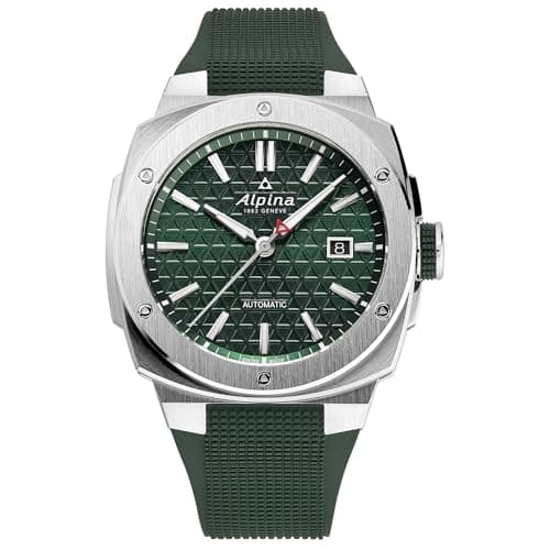 Image of Alpina Men's Automatic Alpiner Watch, Green Rubber Strap, Green Dial, Date Style: AL-525GR4AE6