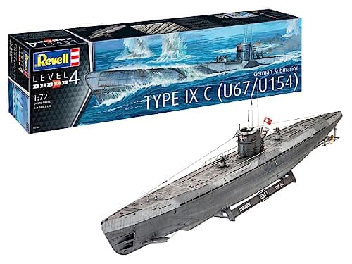 Image of Revell 05166 German Submarine Type IX C U67/U154 1:72 Scale Unbuilt/Unpainted Plastic Model Kit