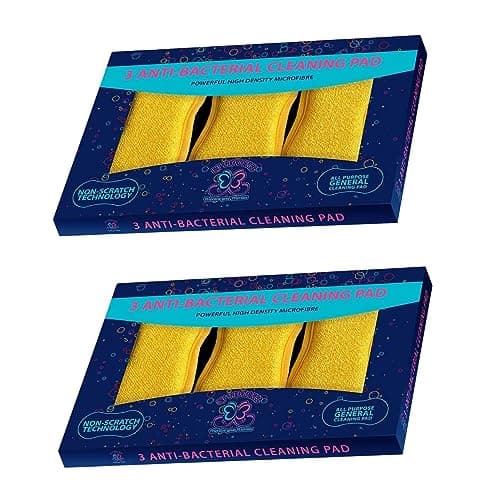 Image of 6 Anti-Bacterial Non-Scratch Kitchen Dish Scrubber Sponge, Advanced Microfiber Dual-Sided Dish & Multi-Surface Cleaning Cloth Pads 150 Wash Promise,17x9cm