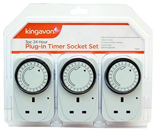 Image of Kingavon BB-TS210 Plug-in Timer Socket UK 24 Hour Energy Saver Switch On-Off Program Lights Appliances White 3 Pack