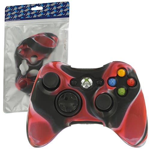 Image of Protective cover for Microsoft Xbox 360 controller soft silicone rubber grip skin – Camo Red | ZedLabz