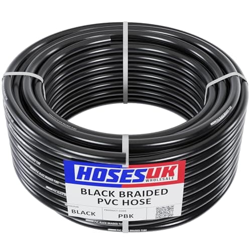 Image of 25mm (1") x 33mm (1-5/16") Black Braided PVC Hose with Synthetic Reinforcement 2 Metre