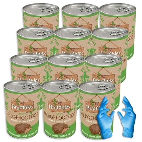 Image of Brambles Meaty Hedgehog Food - Also Suitable for Wild Badgers and Foxes -Balanced Nutritious & Naturally Tasty Food 400g with Kasabona Blue Vinyl Gloves
