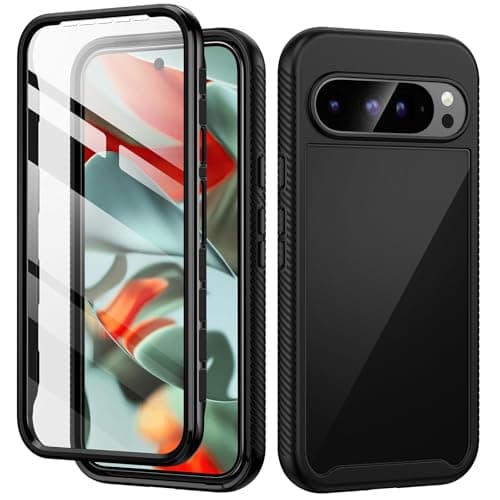 Image of seacosmo for Google Pixel 10 Pro XL Case, Google Pixel 9 Pro XL Cover with Built-in Screen Protector Full Body Shockproof Slim Fit Bumper Phone Case Cover for Pixel 9/10 Pro XL - Black