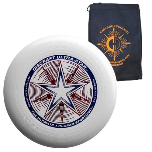 Image of Discraft Ultrastar 175g Flying Disc - Ultimate Frisbee Competition Spec - Includes Cascade Juggling Bag (White)