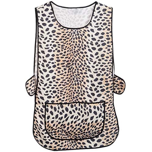Image of Stylo Online Womens Check Tabard Home Work Kitchen Cleaning Chef Catering Cleaners Ladies Checkered Workwear Poly Cotton Overall Tabbard Apron Size(Check Leopard Print,WMS)
