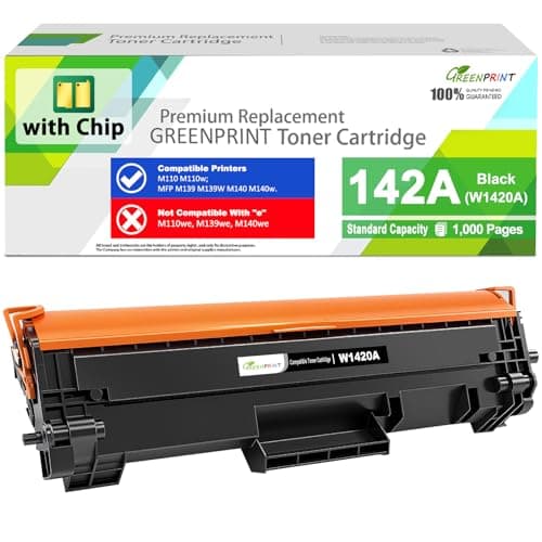 Image of WITH CHIP 142A W1420A Compatible Toner Cartridge 1000 Pages Standard Capacity Black for H P LaserJet M110 M110w MFP M139 M139w M140 M140w Printers, Can't Work with H P + Printer Model End with "e"