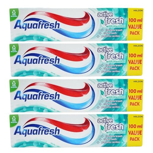 Image of Aquafresh Active Fresh Toothpaste 100ml x 4 – Strong Teeth, Fresh Breath & Healthy Gums