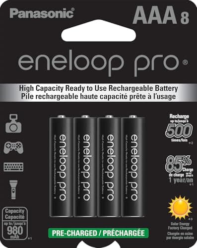 Image of Panasonic BK-4HCCA8BA Eneloop Pro AAA Capacity 950mAh Typical Ni-MH Pre-Charged Rechargeable Batteries, Pack of 8